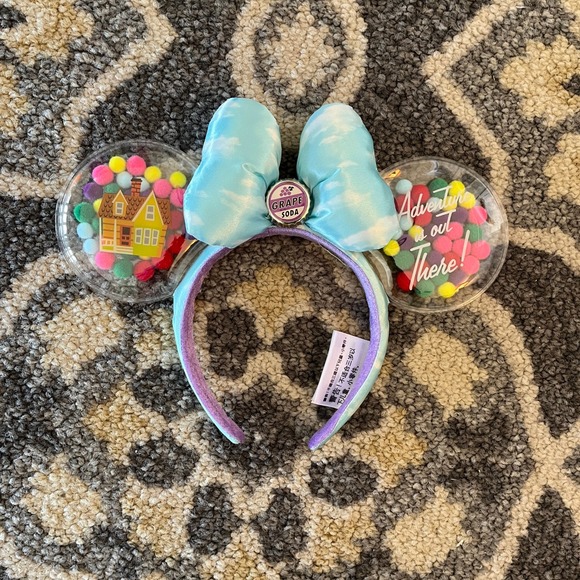 Disney Accessories - Disney Pixar Up Minnie Mouse Ears Headband Blue Cloud Grape Soda Pom Pom House